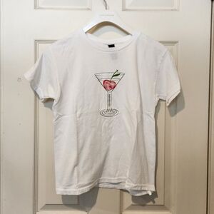 Gildan heavy cotton white shirt with heart cherry drink design